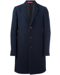 Мужское темно-синее шерстяное пальто от Paul Smith