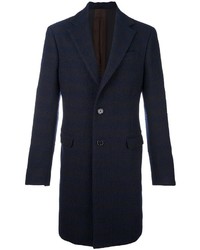 Мужское темно-синее шерстяное пальто от Raf Simons