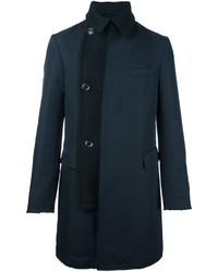 Мужское темно-синее шерстяное пальто от Sacai