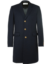 Мужское темно-синее шерстяное пальто от Saint Laurent