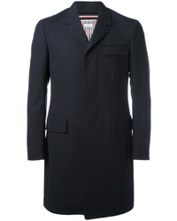Мужское темно-синее шерстяное пальто от Thom Browne