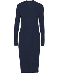 Темно-синее шерстяное платье-миди от Maison Margiela