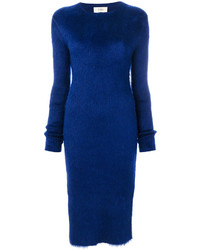 Темно-синее шерстяное платье с разрезом от Ports 1961