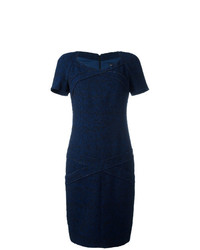 Темно-синее шерстяное платье-футляр от Chanel Vintage