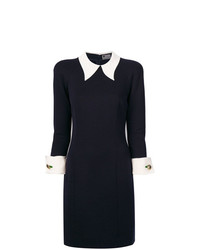Темно-синее шерстяное платье-футляр от Versace Vintage