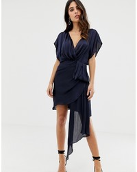 Темно-синее шифоновое коктейльное платье от ASOS DESIGN