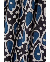 Темно-синее шифоновое платье-миди с принтом от Paul & Joe