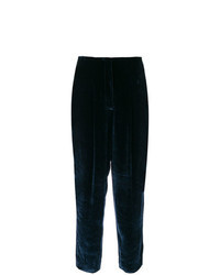 Темно-синие бархатные брюки-галифе