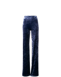 Темно-синие бархатные брюки-клеш от Plein Sud
