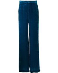 Женские темно-синие бархатные брюки от Alberta Ferretti