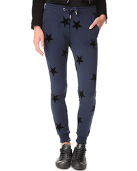 Темно-синие бархатные спортивные штаны со звездами