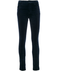 Темно-синие бархатные узкие брюки от J Brand