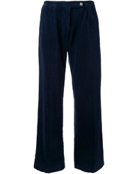 Темно-синие бархатные широкие брюки от Massimo Alba