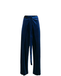 Темно-синие бархатные широкие брюки от Rouge Margaux