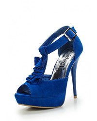 Темно-синие босоножки на каблуке от Ideal