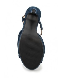 Темно-синие босоножки на каблуке от La Bottine Souriante