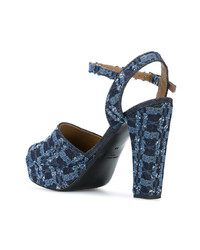 Темно-синие босоножки на каблуке от Sonia Rykiel