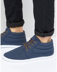 Темно-синие ботинки дезерты из плотной ткани от Asos