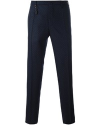 Мужские темно-синие брюки в горошек от Incotex