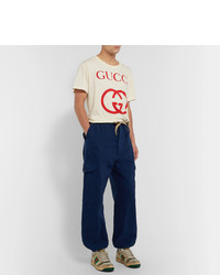 Темно-синие брюки карго от Gucci
