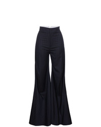 Темно-синие брюки-клеш в вертикальную полоску от Wright Le Chapelain