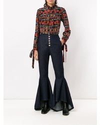 Темно-синие брюки-клеш от Olympiah