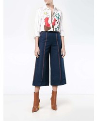 Темно-синие брюки-кюлоты от MSGM