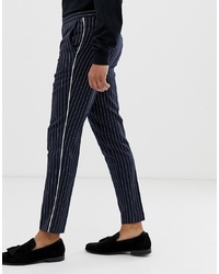 Темно-синие брюки чинос в вертикальную полоску от Burton Menswear