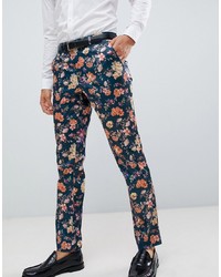 Темно-синие брюки чинос с цветочным принтом от ASOS DESIGN