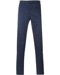 Темно-синие брюки чинос с цветочным принтом от Etro