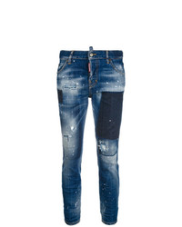 Женские темно-синие вареные джинсы от Dsquared2