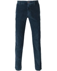 Мужские темно-синие вельветовые классические брюки от Incotex