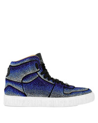 Темно-синие высокие кеды с украшением