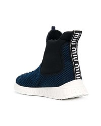 Женские темно-синие высокие кеды от Miu Miu