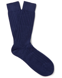 Мужские темно-синие вязаные носки от Sunspel