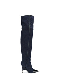 Темно-синие джинсовые ботфорты от Giuseppe Zanotti Design