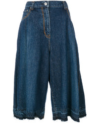 Темно-синие джинсовые брюки-кюлоты со складками
