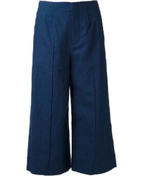 Темно-синие джинсовые брюки-кюлоты