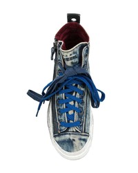 Женские темно-синие джинсовые высокие кеды от Diesel