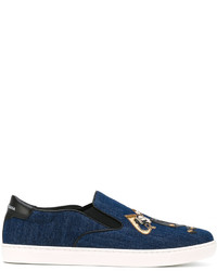 Мужские темно-синие джинсовые слипоны от Dolce & Gabbana