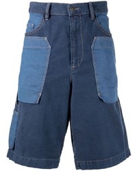 Мужские темно-синие джинсовые шорты в стиле пэчворк от Diesel