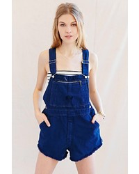 Темно-синие джинсовые шорты-комбинезон