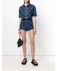 Женские темно-синие джинсовые шорты с принтом от MSGM