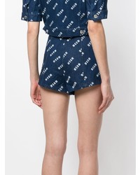Женские темно-синие джинсовые шорты с принтом от MSGM