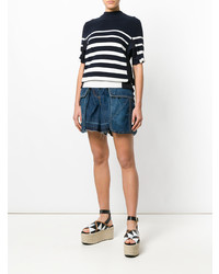 Женские темно-синие джинсовые шорты от Sacai