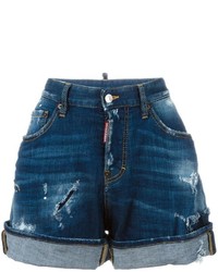 Женские темно-синие джинсовые шорты от Dsquared2
