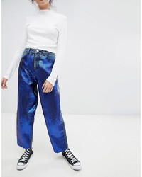 Темно-синие джинсы-бойфренды с пайетками от ASOS DESIGN