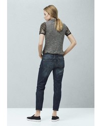 Темно-синие джинсы-бойфренды от Mango