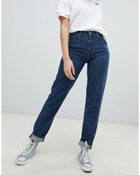Женские темно-синие джинсы в вертикальную полоску от Lee