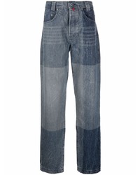 Мужские темно-синие джинсы в стиле пэчворк от 032c